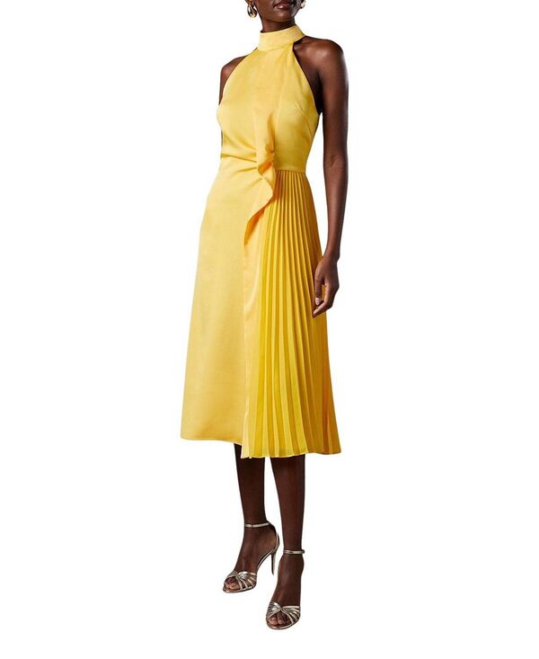 コースト レディース トップス ワンピース アシンメトリー プリーツ ミディ ホルター Coast Halter Pleated Asymmetric Hemidi Dress Yellow イエロー