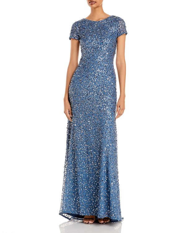 アドリアナ パペル レディース アンダー御召しもの ナイト爵御召しもの スパンコール 旗がしら Adrianna Papell Sequined Cap Sleeve Gownile