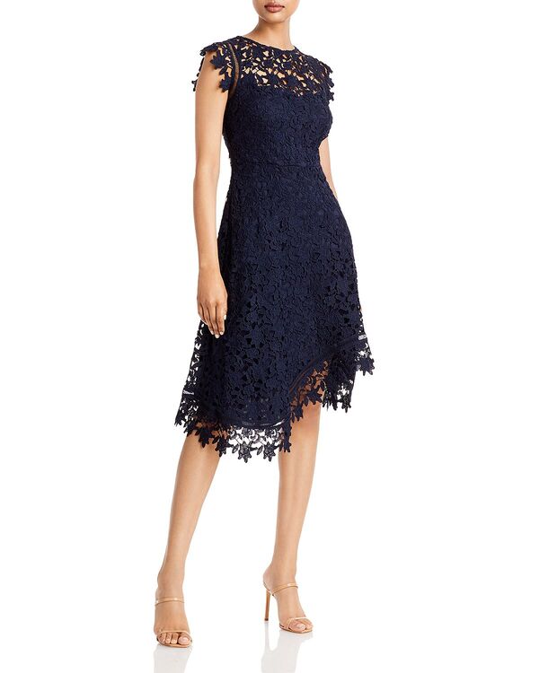エリザジェイ レディース トップス ワンピース アシンメトリー レース Eliza J Asymmetric Lace Dress Navy ネイビー