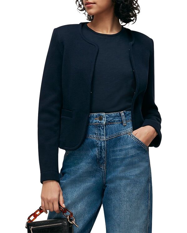 ホイッスルズ レディース アウター ジャケット・ブルゾン ジャージー Whistles Collarless Jersey Jacket Navy ネイビー