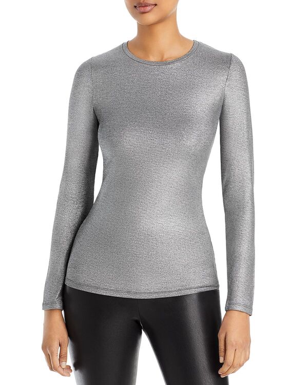 マジェスティック レディース トップス シャツ トール Majestic Filatures Metallic Fitted Top Anthracite Chine メタリック｜ReVida 店