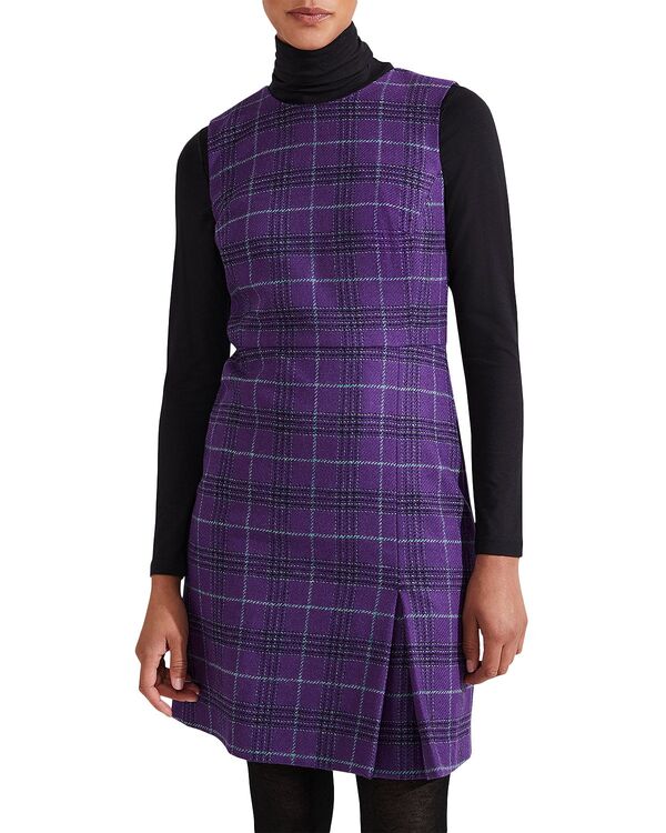 ホッブスロンドン レディース トップス ワンピース ウール HOBBS LONDON Avery Plaid Wool Dress Purple Multi パープル