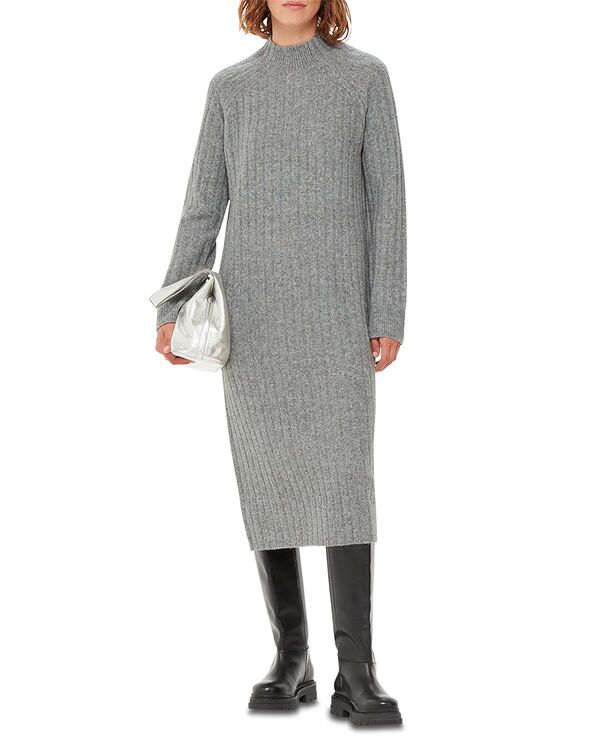 ホイッスルズ レディース アウター ニット・セーター リブ ミディ Whistles Ribbed Knit Midi Sweater Dress Gray グレー