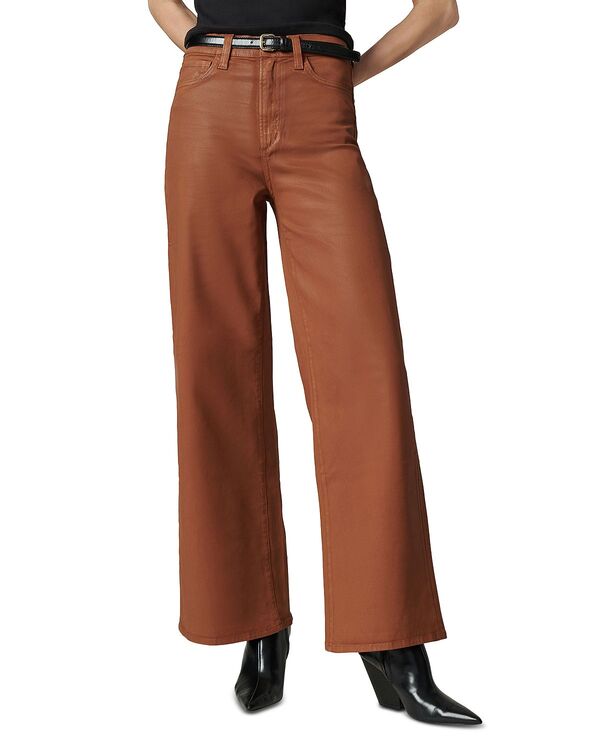 ジョーズジーンズ レディース ボトムス デニムパンツ ワイドレッグ プチ コート レザー Joe's Jeans Petites The Mia High Rise Wide Leg Coated Jeans in Leather Brown ブラウン｜ReVida 店