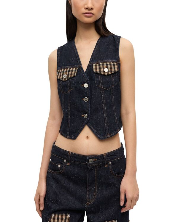 ガニー レディース アウター ベスト デニム GANNI Neppy Denim Vest Dark Blue Stone ブルー