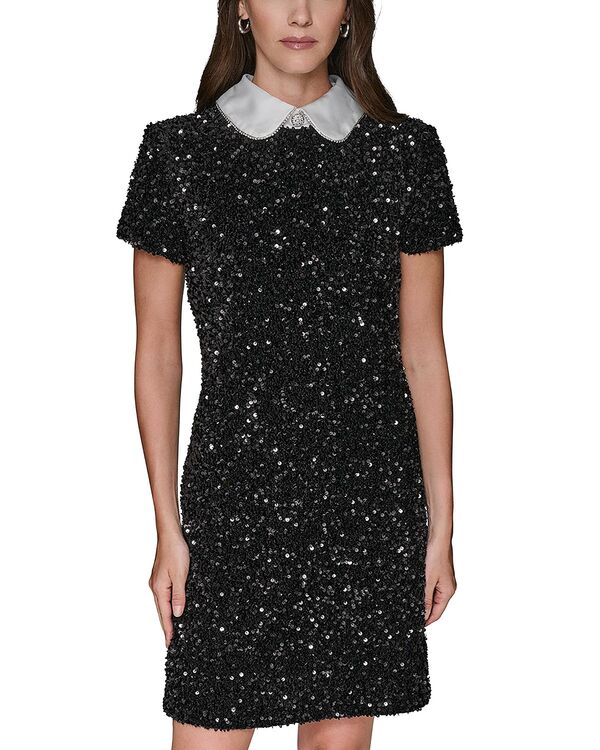 カール ラガーフェルド レディース トップス ワンピースパンコール KARLAGERFELD PARISequinned Collaredress Black ブラック