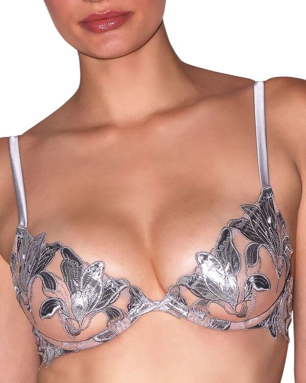 フレーデュマール レディース アンダー御召しもの ブラ 刺しゅう Fleur du Mal Foilily Embroideredemi Bra Platinum