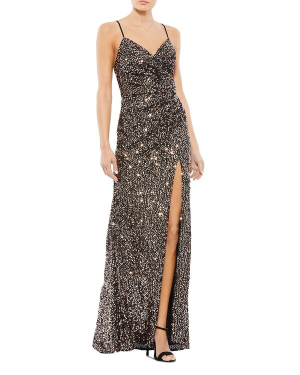 マックダガル レディース アンダーお召しもの ナイト爵お召しもの スパンコール Mac Duggal Sequined Gathered Waist Gown Bronze