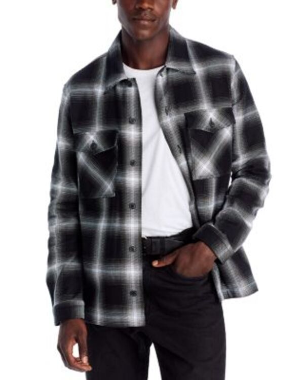 フューゴ メンズ アウター ジャケット・ブルゾン オーバーサイズフィット シャツ コットン HUGO Enalu Cotton Plaid Oversized Fit Shirt Jacket Black ブラック