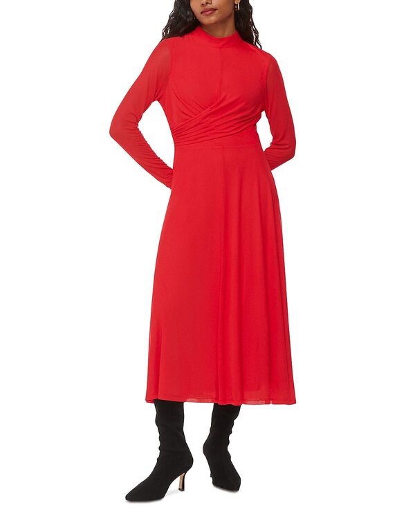 ホイッスルズ レディース トップス ワンピース プチ ギャザー メッシュ Whistles Petite Arabella Ruched Mesh Dress Red レッド