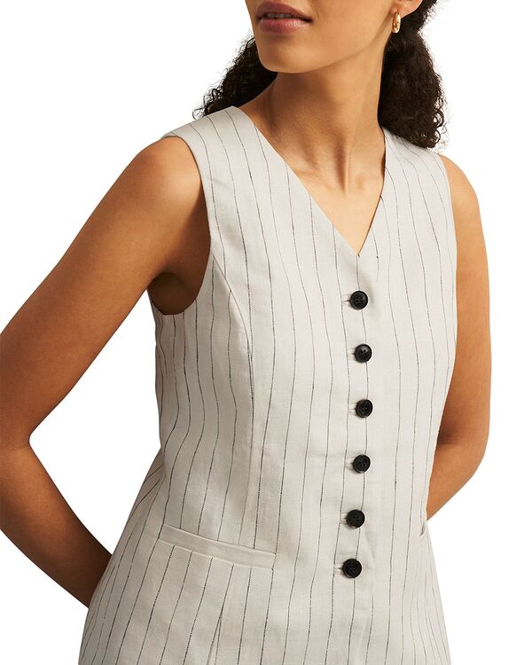 ホッブスロンドン レディース アウター ベスト リネン HOBBS LONDON Groombridge Linen Vest Ivory Navy アイボリー