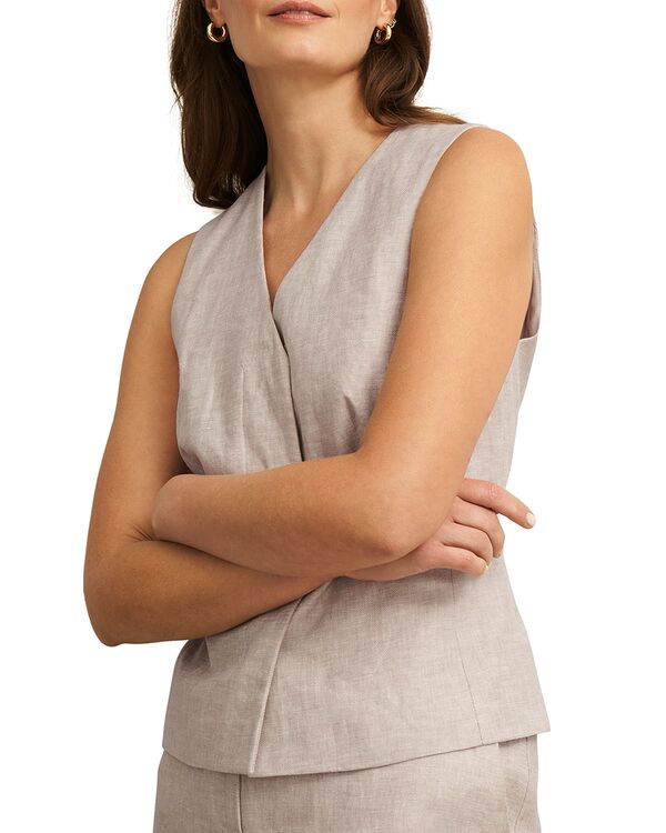 ホッブスロンドン レディース アウター ベスト リネン HOBBS LONDON Alessia Linen Vest Neutral