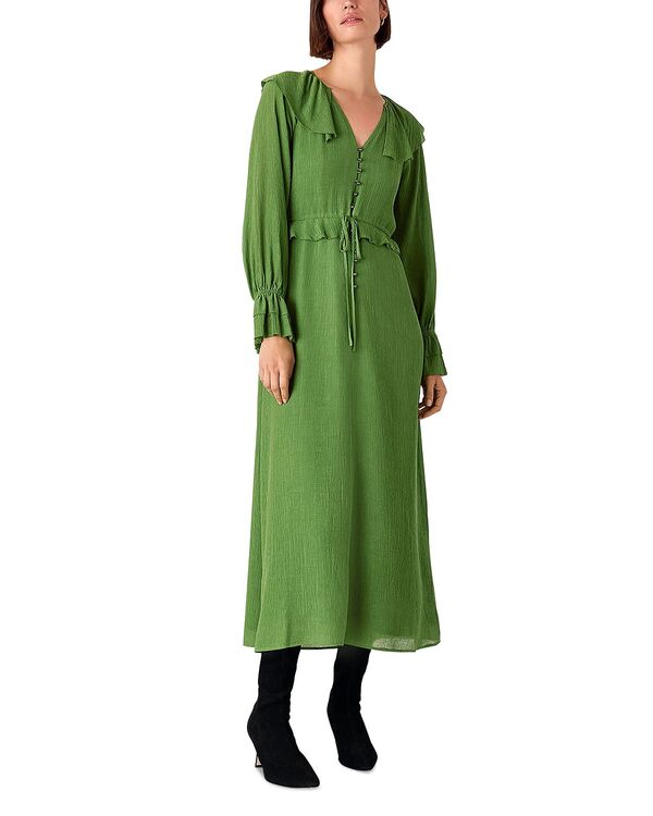 ホイッスルズ レディース トップス ワンピース ミディ Whistles Frill Boho Midi Dress Green グリーン