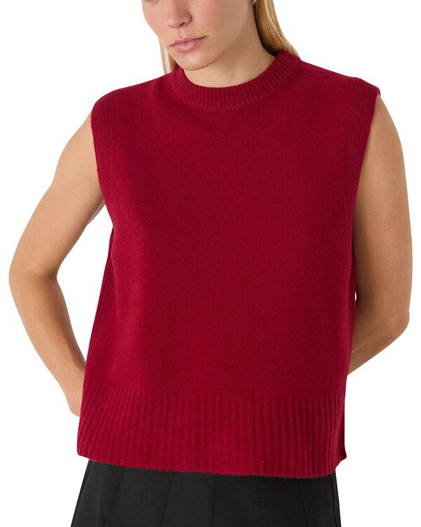 ホイッスルズ レディース トップス シャツ ウール ノースリーブ Whistles Wool Sleeveless Top Dark Red レッド｜ReVida 店