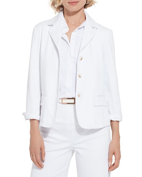 リジー レディース アウター ジャケット・ブルゾン クロップド デニム ブレザー Lyss Della Denim Cropped Blazer White ホワイト