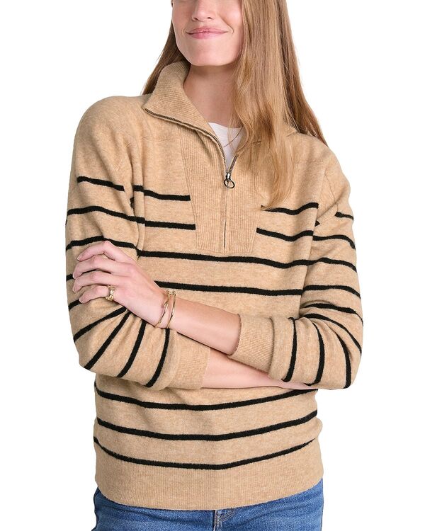 ヴァインヤードヴァインズ レディース アウター ニット・セーター ハーフジップ Vineyard Vinestripe Half Zip Sweater Cappuccino ストライプ