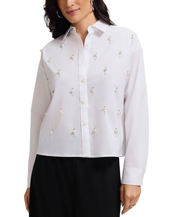 フォックスクラフト レディース トップス シャツ Foxcroft Marina Pearl Shirt White ホワイト｜ReVida 店