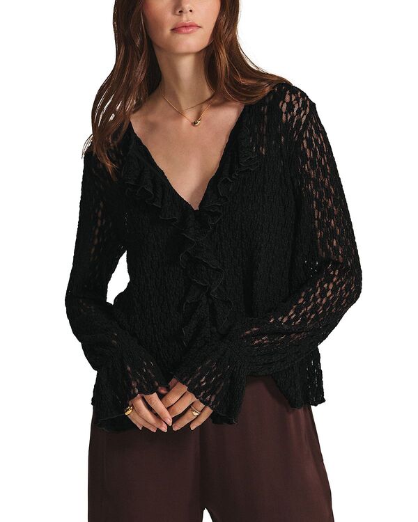 ヴェルヴェットバイグラハムスペンサー レディース トップス シャツ フリル ブラウス レース Velvet by Graham & Spencer Natalie Ruffled Lace Blouse Black ブラック