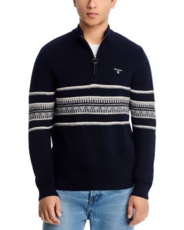 バブアー メンズ アウター 編み物・プルオーバー ハーフジップ Barbour Kepwick Half Zip Jumper Sweater Navy 米国海軍