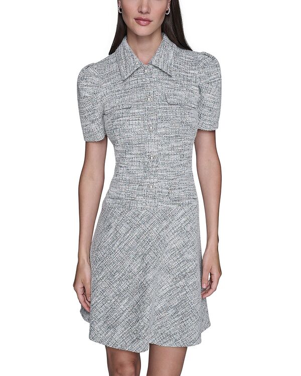 カール ラガーフェルド レディース トップス ワンピース A ライン ツイード ニット KARLAGERFELD PARIS Tweed Knit A Line Dress Ocean Blue/ Multi ブルー