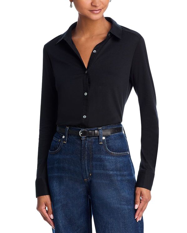 セオリー レディース トップス シャツ コットン Theory Pima Cotton Shirt Black ブラック｜ReVida 店