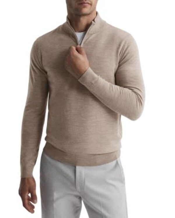 レイス メンズ アウター ニット・セーター スタンドネック REISS Blackhallong Sleeved Merino Funnel Neck Sweater Wheat Melange