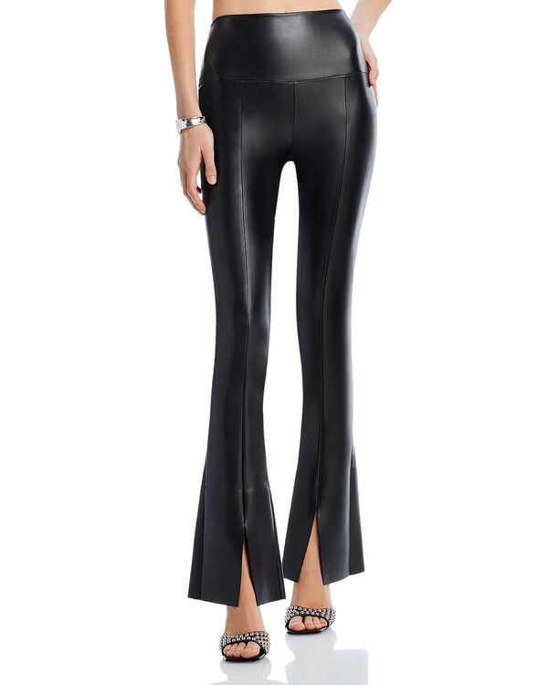 ノーマカマリ レディース ボトムス レギンス レザー フェイクレザー Norma Kamali Spat Split Hem Faux Leather Leggings Black ブラック