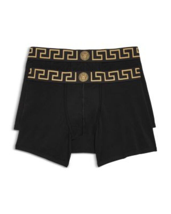 ヴェルサーチ メンズ アンダー御召しもの ボクサーズボン下 Versace Men\u0027s Trunks Pack of 2 Black/Gold 黒いこと