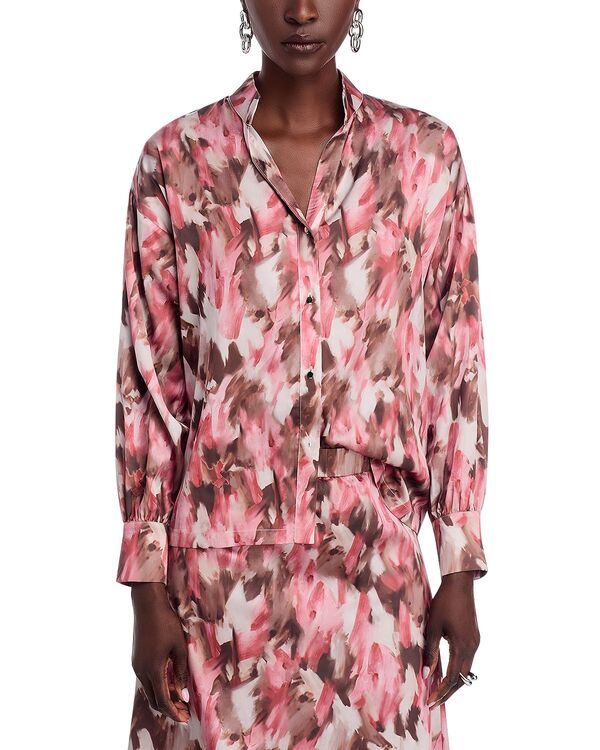 ミソック レディース トップス シャツ プリント ブラウス Misook Printed Mandarin Collar Blouse Honey/Mutli