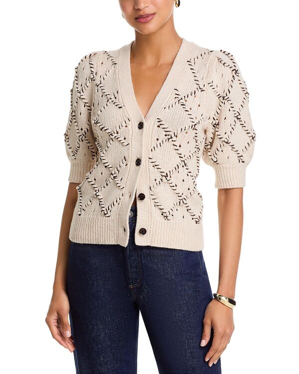 レイルズ レディース アウター カーディガン Rails Isla Whipstitchediamond Pattern Cardigan Oat