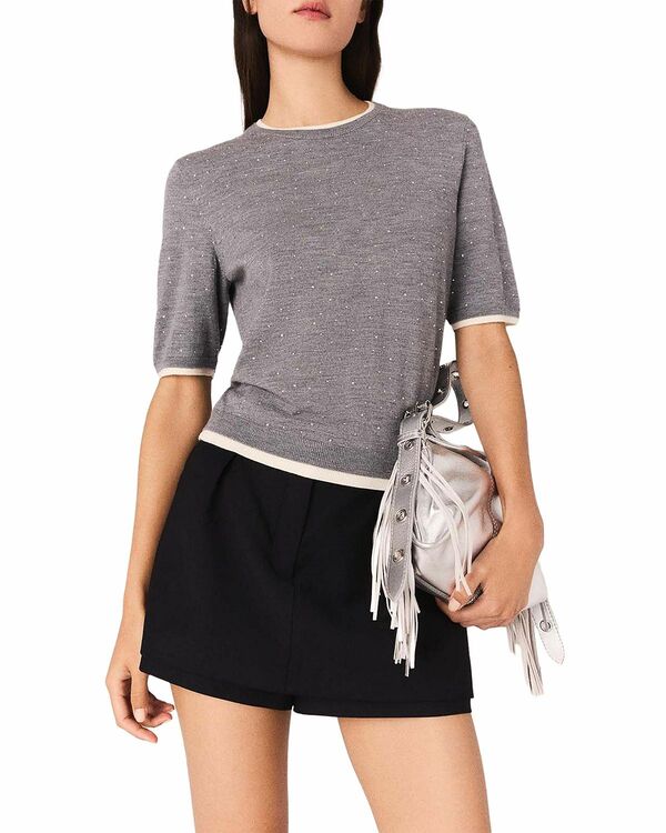 マージュ レディース アウター ニット・セーター ウール Maje Wool Short Sleeve Sweater Grey グレー