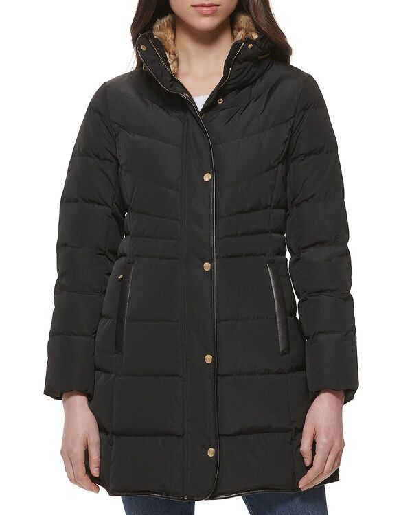 コールハーン レディース アウター コート キルティング Cole Haan Quilted Hidden Hood Coat Black ブラック