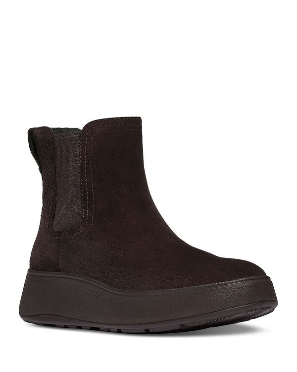 フィットフロップ レディース シューズ ブーツ・レインブーツ チェルシーブーツ スエード チェルシー FitFlop Women's F-Mode Stitch Warm Suede Chelsea Boots Chocolate チョコレート｜ReVida 店
