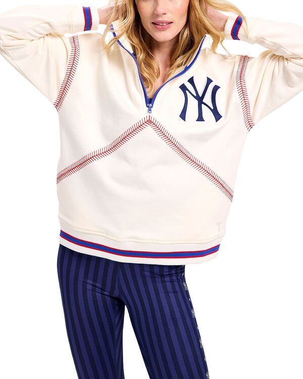 テレズ レディース アウター ニット・セーター ハーフジップ Terez MLBaseball Stitch Quarter Zip Sweaters New York Yankees