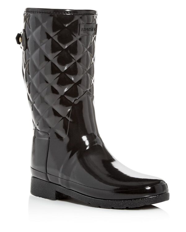 ハンター レディース シューズ ブーツ・レインブーツ キルティング Hunter Women's Refined Quilted Gloss Rain Boots Black ブラック|ReVida 店