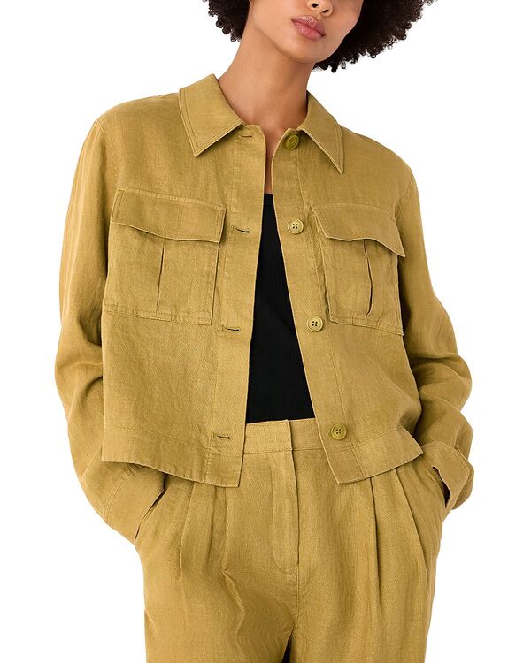 ホイッスルズ レディース アウター 上衣・上衣 リネン Whistles Abby Linen Casual Jacket Olive オリーブ コート・ジャケット-レディースファッション