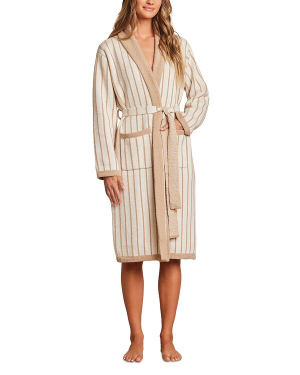 ベアフットドリームス レディース アンダー御召しもの ナイト爵御召しもの BAREFOOT DREAMS CozyChic Pinstriped Robe Cream/Tan 皮膚軟化剤