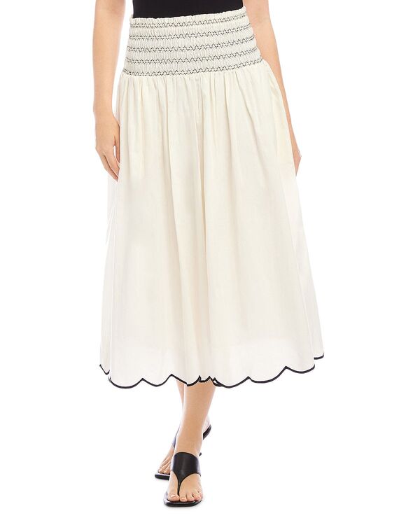 フィフティーントゥエンティ レディース ボトムスカート ミディ シャーリング Fifteen Twenty Elsa Smocked Waist Midi Skirt Cream クリーム