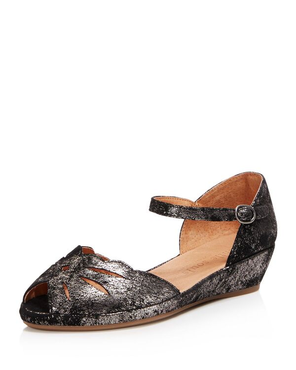 ケネスコール レディース シューズ パンプス レザー Gentle Souls by Kenneth Cole Gentle Souls Women's Lily Moon Leather Wedge Flats Graphite グラファイト