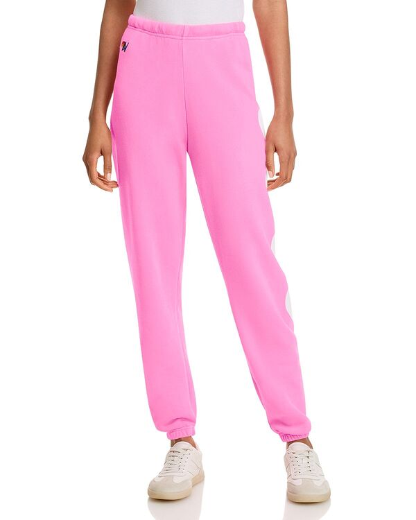 アヴィエイターネイション レディース ボトムス カジュアルパンツ スウェットパンツ Aviator Nation Heart Stitch Sweatpants - Exclusive Neon Pink/White ホワイト|ReVida 店
