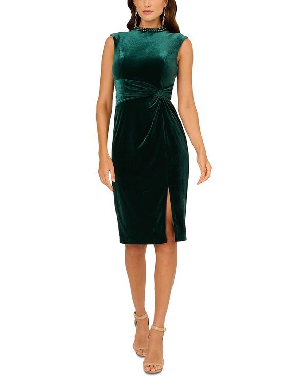 アドリアナ パペル レディース トップス ワンピース ベルベット Adrianna Papell Embellished Velvet Dress Emerald エメラルド