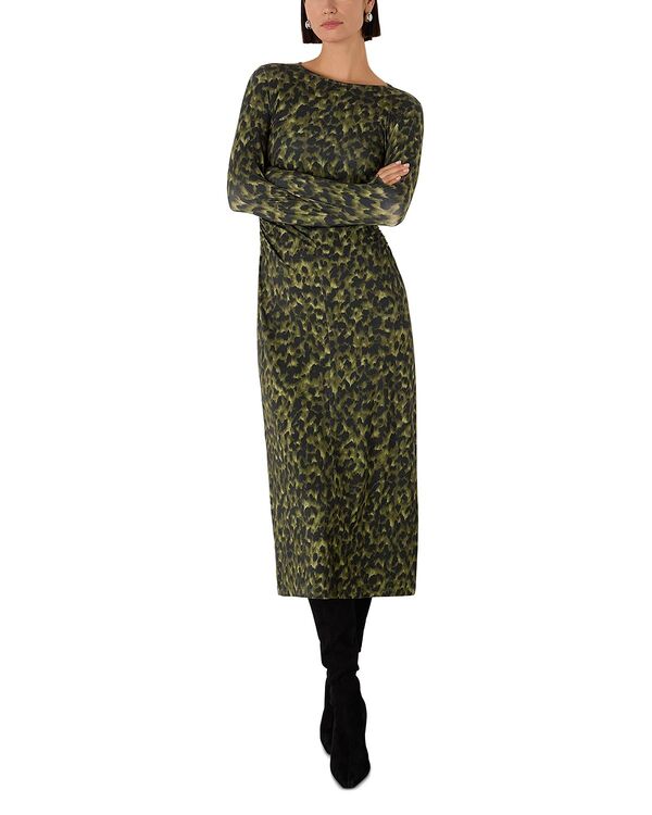 ホイッスルズ レディース トップス ワンピース アニマル柄 プリント ギャザー ジャージー Whistles Animal Print Ruched Jersey Dress Green/Multi グリーン|ReVida 店