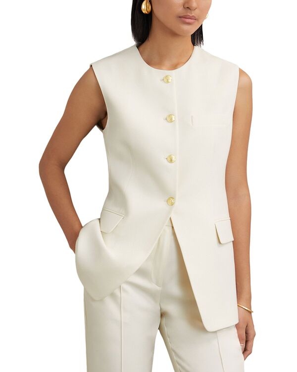 レイス レディース アウター コート REISS Athena Long Line Waistcoat Cream クリーム 30,420円