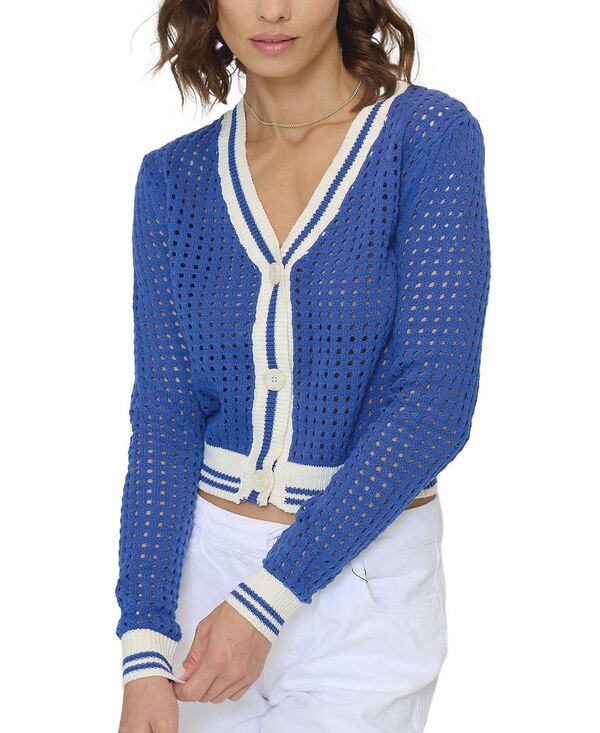 セントラルパークウェスト レディース アウター ジレー メッシュ Central Park West Junie Varsity Mesh Stitch Cardigan Dark Blue 青み