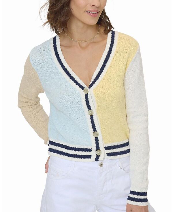 セントラルパークウェスト レディース アウター ジレー Central Park West Women\u0027s Daphne Varsity Stripe Cardigan Citron 縞模様