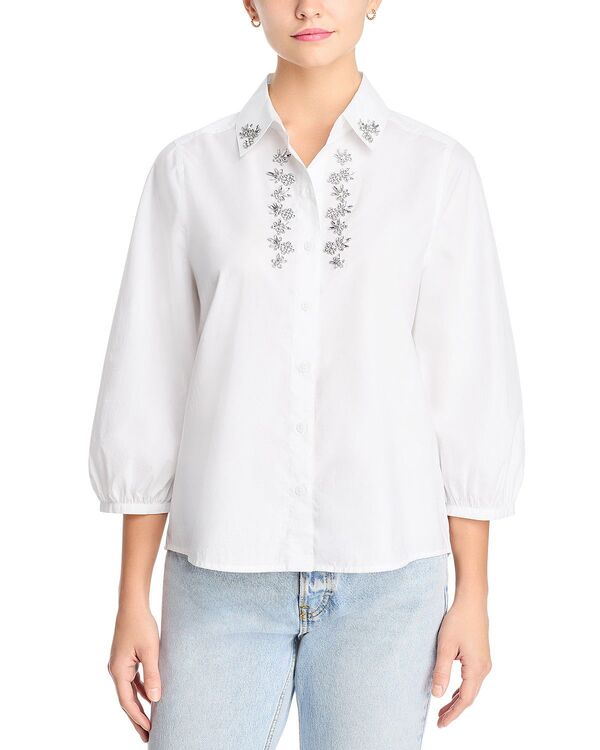 トッミーバハマ レディース トップス シャツ Tommy Bahama Oceana Poplin Rhinestone Shirt White ホワイト