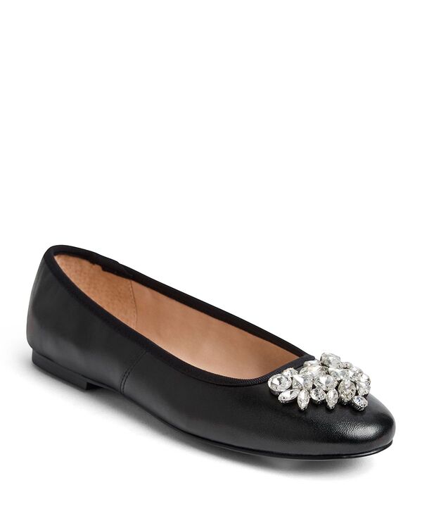 ジャックロジャース レディース シューズ パンプス なめし革 Jack Rogers Women\u0027s Ellina Embellished Leather Ballet Flats Black 黒いこと