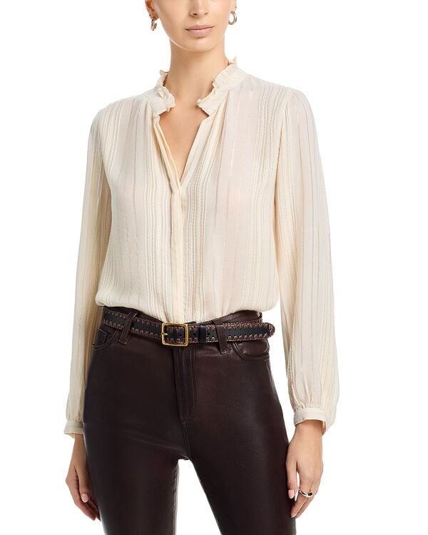 ヴェルヴェットバイグラハムスペンサー レディース トップス シャツ トール ブラウス Velvet by Graham & Spencer Cynthia Metallic Threaded Blouse Cream クリーム