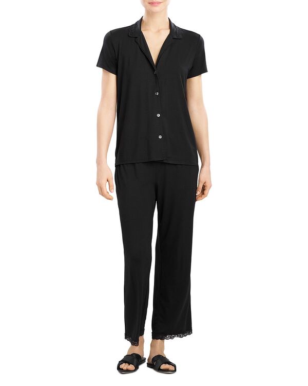 ナトリ レディース アンダーウェア ナイトウェア Natori Feathers Essentialshort Sleeve Pajama Set Black ブラック｜ReVida 店