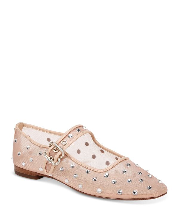 サムエデルマン レディース シューズ パンプス メッシュ Sam Edelman Women\u0027s Michaela Square Toe Gembellished Mesh Mary Jane Shoes Vintage Pink サクラ色